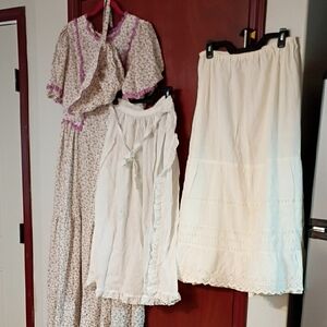 Antique Prairie Pioneer Days Cream Maxi Dress Reenactment Military Camp Handmade